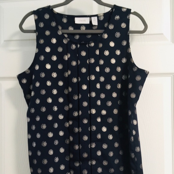 Chico’s Navy/Silver Slvls Blouse - Picture 1 of 3